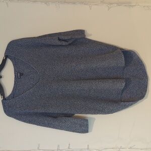 Express Blue & Black V-Neck 3/4 Sleeve Cotton Knit Sweater, Size S